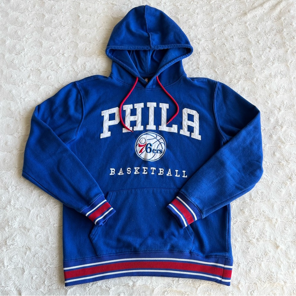 Philadelphia 76ers Hoodie Sweatshirt Mens Medium Blue Basketball Philly NBA Logo